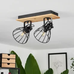 Luminaires Scandinaves-hofstein Plafonnier Tros Écru, Noir, 2 lumières