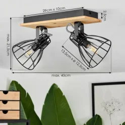 Luminaires Scandinaves-hofstein Plafonnier Tros Écru, Noir, 2 lumières