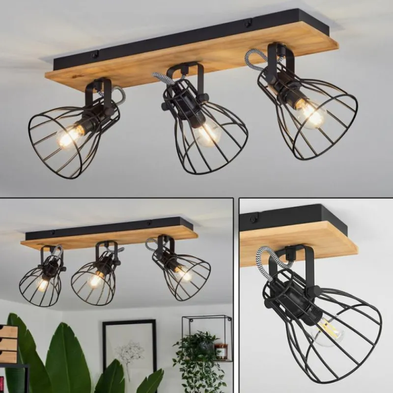 Luminaires Scandinaves-hofstein Plafonnier Tros Écru, Noir, 3 lumières