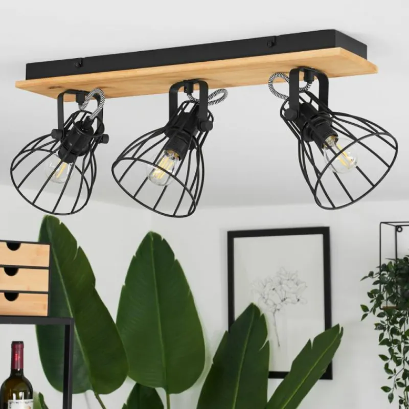 Luminaires Scandinaves-hofstein Plafonnier Tros Écru, Noir, 3 lumières