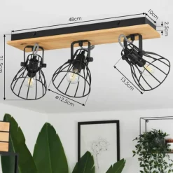 Luminaires Scandinaves-hofstein Plafonnier Tros Écru, Noir, 3 lumières