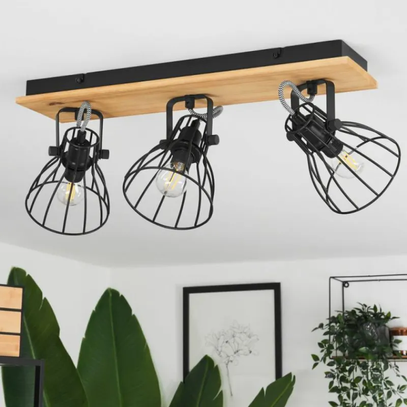 Luminaires Scandinaves-hofstein Plafonnier Tros Écru, Noir, 3 lumières