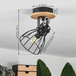 Luminaires Scandinaves-hofstein Plafonnier Tros Écru, Noir, 1 lumière