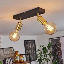 Lampes Dorées-hofstein Plafonnier Tulia Noir, 2 lumières