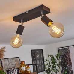 Lampes Vintages & Rétros-hofstein Plafonnier Tulla Chrome, Noir, 2 lumières