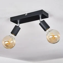 Lampes Vintages & Rétros-hofstein Plafonnier Tulla Chrome, Noir, 2 lumières