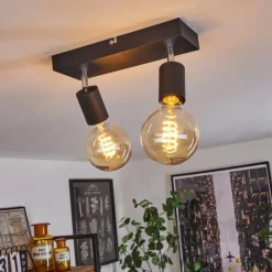 Lampes Vintages & Rétros-hofstein Plafonnier Tulla Chrome, Noir, 2 lumières