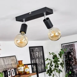 Lampes Vintages & Rétros-hofstein Plafonnier Tulla Chrome, Noir, 2 lumières