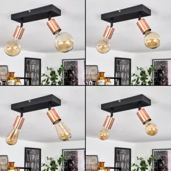 hofstein Plafonnier Tulla Cuivre, Noir, 2 lumières* Spots Et Projecteurs