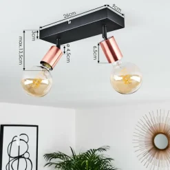 hofstein Plafonnier Tulla Cuivre, Noir, 2 lumières* Spots Et Projecteurs