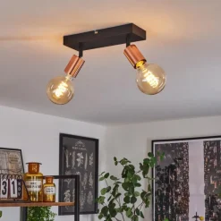 hofstein Plafonnier Tulla Cuivre, Noir, 2 lumières* Spots Et Projecteurs