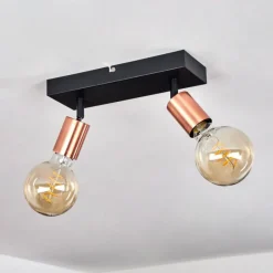 hofstein Plafonnier Tulla Cuivre, Noir, 2 lumières* Spots Et Projecteurs