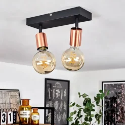 hofstein Plafonnier Tulla Cuivre, Noir, 2 lumières* Spots Et Projecteurs
