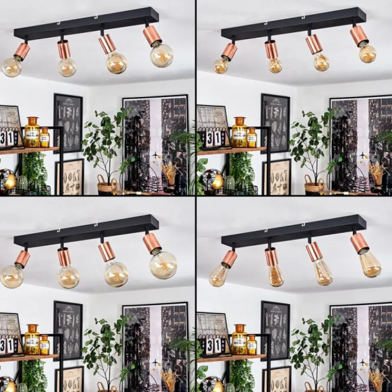 hofstein Plafonnier Tulla Cuivre, Noir, 4 lumières