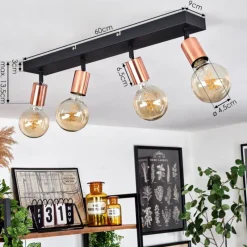 hofstein Plafonnier Tulla Cuivre, Noir, 4 lumières