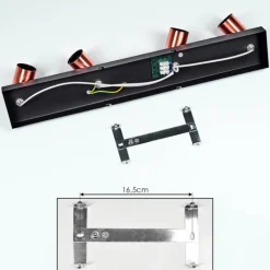 hofstein Plafonnier Tulla Cuivre, Noir, 4 lumières