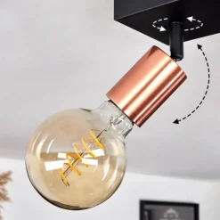 hofstein Plafonnier Tulla Cuivre, Noir, 4 lumières