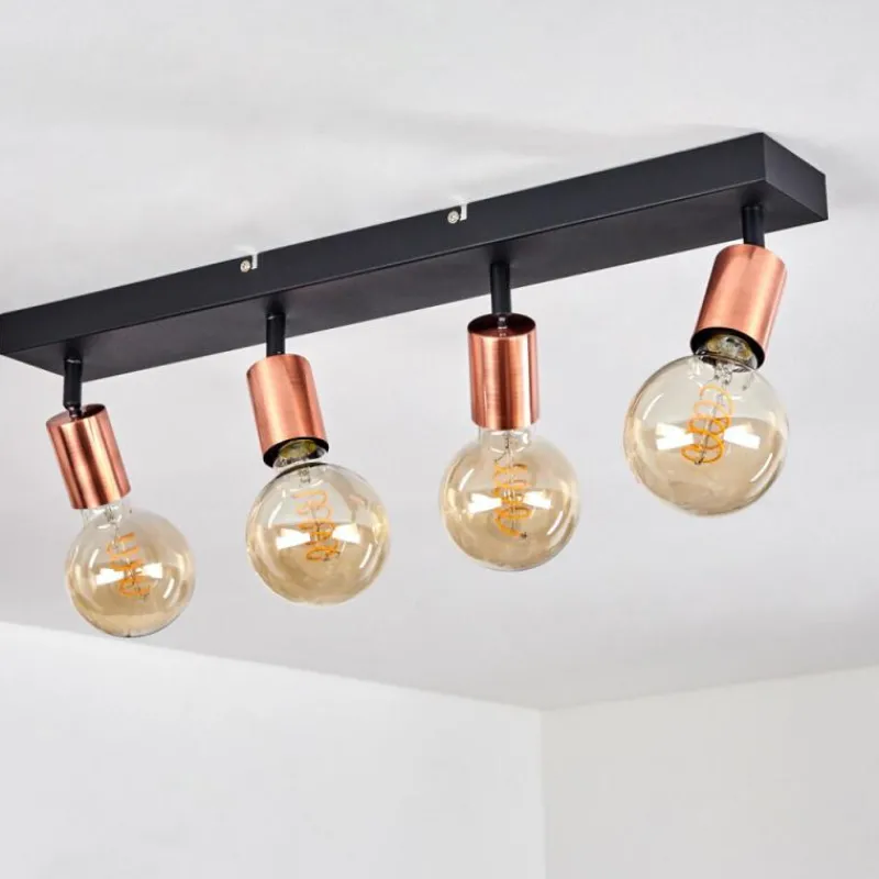 hofstein Plafonnier Tulla Cuivre, Noir, 4 lumières