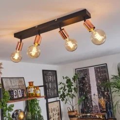 hofstein Plafonnier Tulla Cuivre, Noir, 4 lumières