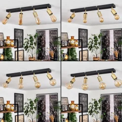 Lampes Vintages & Rétros-hofstein Plafonnier Tulla Laiton, Noir, 4 lumières