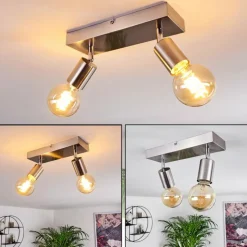 Lampes Vintages & Rétros-hofstein Plafonnier Tulla Nickel mat, 2 lumières