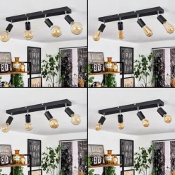 Lampes Vintages & Rétros-hofstein Plafonnier Tulla Noir, 4 lumières