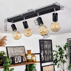 Lampes Vintages & Rétros-hofstein Plafonnier Tulla Noir, 4 lumières