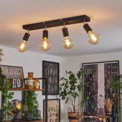 Lampes Vintages & Rétros-hofstein Plafonnier Tulla Noir, 4 lumières