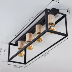 Lampes Vintages & Rétros-hofstein Plafonnier Turiza Bois foncé, Noir, 4 lumières