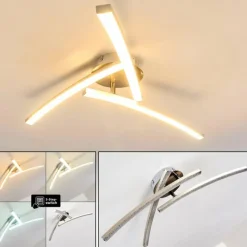 hofstein Plafonnier Tusula LED Acier inoxydable, 3 lumières