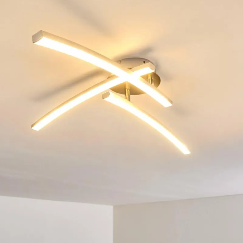 hofstein Plafonnier Tusula LED Acier inoxydable, 3 lumières