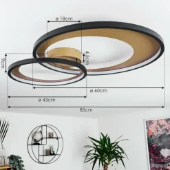 Lampes Dorées-hofstein Plafonnier Tuzik LED Or, Noir, 1 lumière