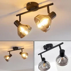 Suspension Verre Fumé-hofstein Plafonnier Tyksov Noir, 2 lumières