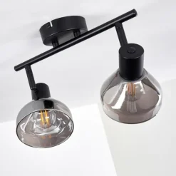 Suspension Verre Fumé-hofstein Plafonnier Tyksov Noir, 2 lumières