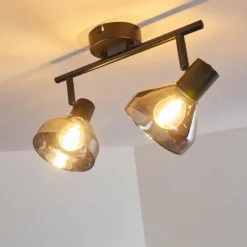 Suspension Verre Fumé-hofstein Plafonnier Tyksov Noir, 2 lumières