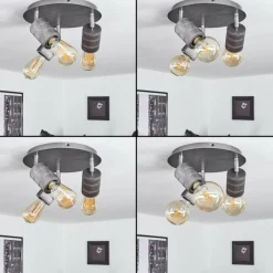 Lampes Vintages & Rétros-hofstein Plafonnier Tyldom Argent Oxydé, 3 lumières