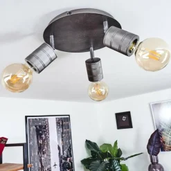 Lampes Vintages & Rétros-hofstein Plafonnier Tyldom Argent Oxydé, 3 lumières