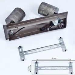 hofstein Plafonnier Tyldom Gris, Argenté, 2 lumières