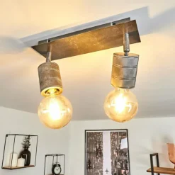 hofstein Plafonnier Tyldom Gris, Argenté, 2 lumières
