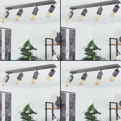 Lampes Vintages & Rétros-hofstein Plafonnier Tyldom Gris, Argenté, 4 lumières