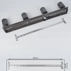 Lampes Vintages & Rétros-hofstein Plafonnier Tyldom Gris, Argenté, 4 lumières