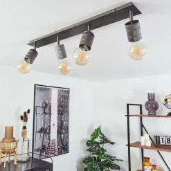 Lampes Vintages & Rétros-hofstein Plafonnier Tyldom Gris, Argenté, 4 lumières