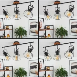 Lampes Vintages & Rétros-hofstein Plafonnier Uatuasa Écru, Noir, 3 lumières