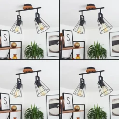 Lampes Vintages & Rétros-hofstein Plafonnier Uatuasa Écru, Noir, 2 lumières