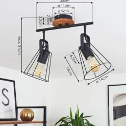 Lampes Vintages & Rétros-hofstein Plafonnier Uatuasa Écru, Noir, 2 lumières