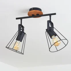 Lampes Vintages & Rétros-hofstein Plafonnier Uatuasa Écru, Noir, 2 lumières