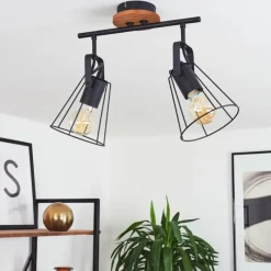 Lampes Vintages & Rétros-hofstein Plafonnier Uatuasa Écru, Noir, 2 lumières