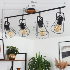 Lampes Vintages & Rétros-hofstein Plafonnier Uatuasa Écru, Noir, 4 lumières