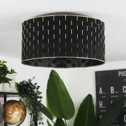 Lampes En Tissu-hofstein Plafonnier Ubac Noir, 1 lumière