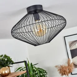 Style Boho-Chic-hofstein Plafonnier Unafo Noir, 1 lumière